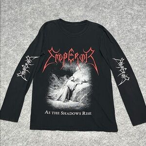 Black Metal Emperor Graphic Long Sleeve Band T-Shirt As The Shadows Rise